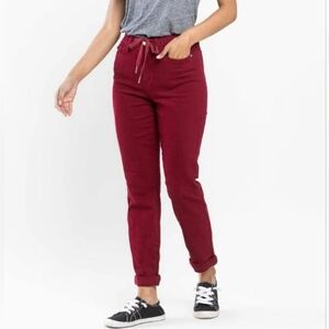 Judy Blue Red Garment Dyes Jogger Jeans Drawstring Size 22W